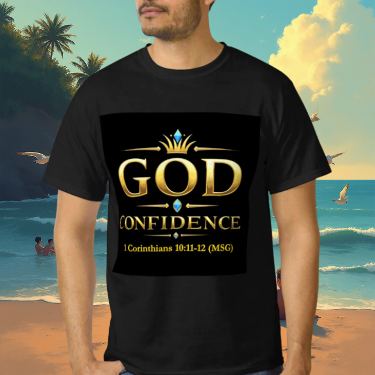 God Confidence Christian T-Shirt - Premium faith-based apparel featuring inspiring design with religious message for believers