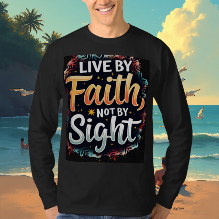 Live By Faith Christian T-Shirt - Motivational religious apparel encouraging believers to trust God's plan over fear